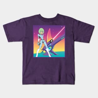 Anime Girl with Space Gun Kids T-Shirt